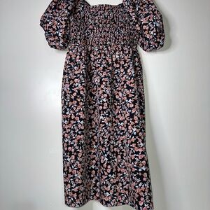Mikarose Floral Smocked  Dress - Pink and Black
